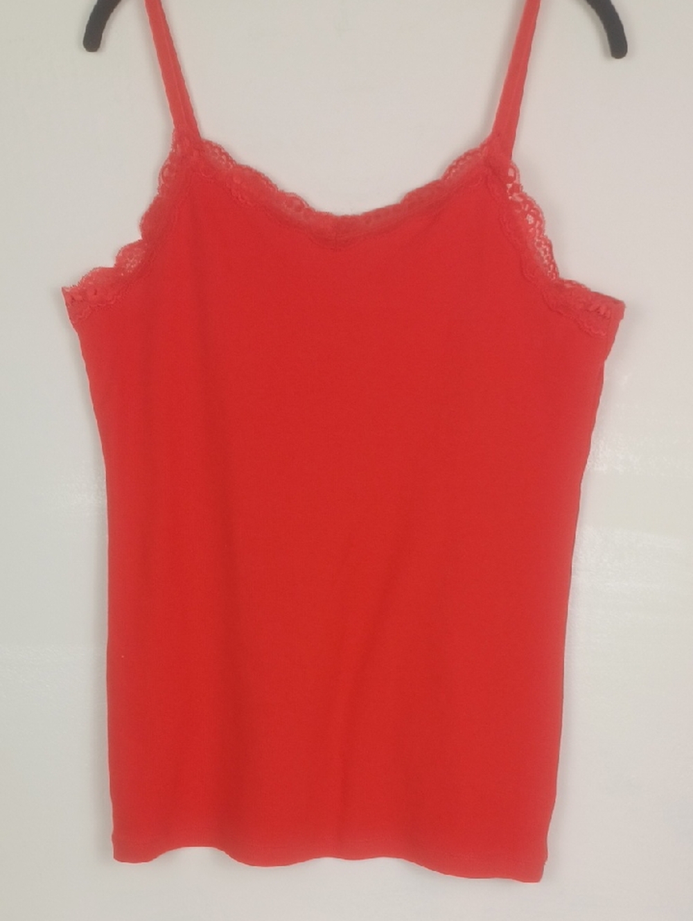 Faded Glory Red Lace-Trim Micro Ribbed Camisole XL 16-18